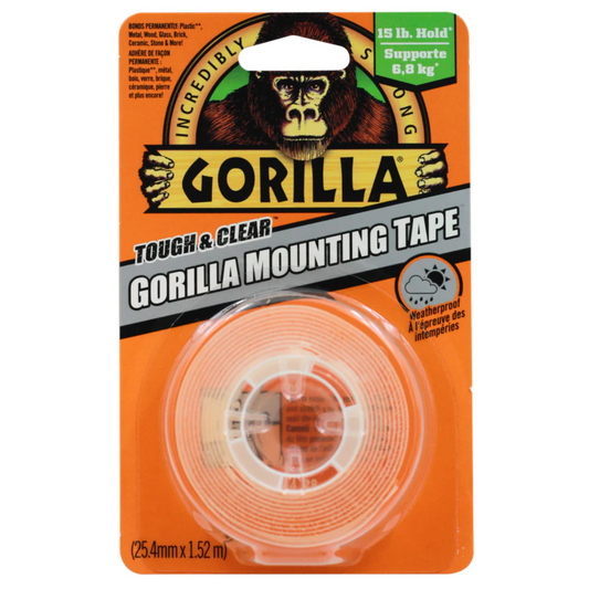 Gorilla Tough & Clear Double-Sided Mounting Tape (1" x 60"), 1 Count