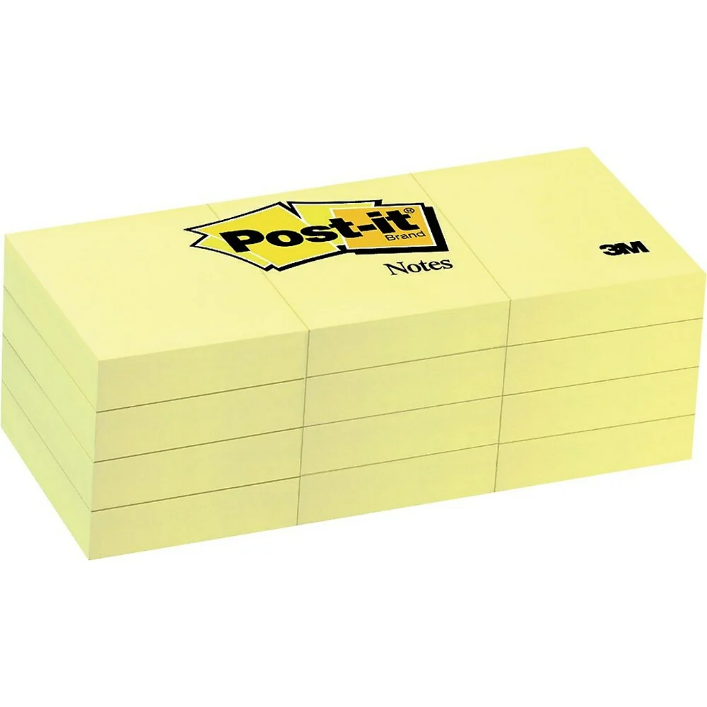 Post-it Notes (1-3/8in x 1-7/8in, Canary Yellow, 100 Sheets Per Pad), 12 Count