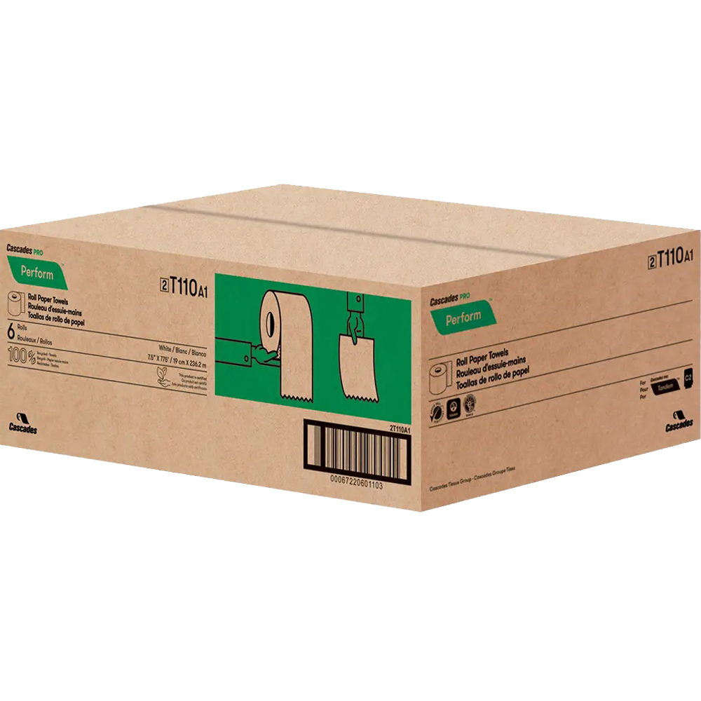 Cascades T110 Perform Roll Paper Towel (1-Ply, White, 775ft), 6 Rolls