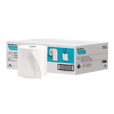 Cascades T117 Signature Roll Paper Towel (1-Ply, White TAD, 1000ft), 6 Rolls