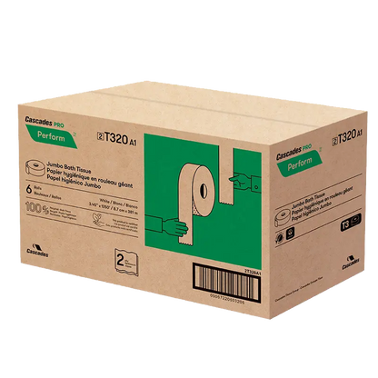 Cascades T320 Perform Jumbo Bath Tissue (2-Ply, 3.45in x 1250ft), 6 Rolls