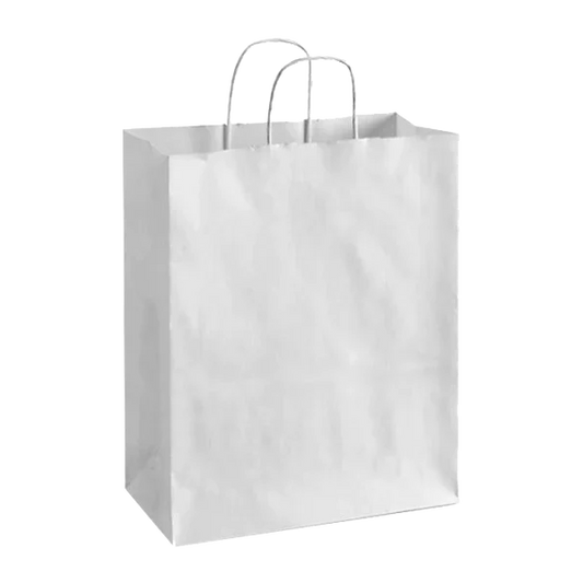 White Paper Bags Twisted Handle (10 x 5 x 13in, Vanity), 250 Count