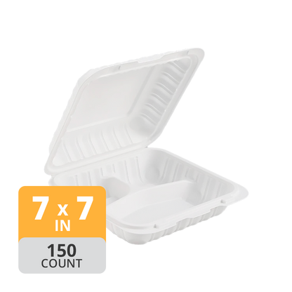 Aybak-73 Hinged PP 3-Comp Take-Out (7 x 8 x 2.8in), 150 Count