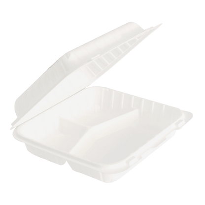 Aybak-83 Hinged PP 3-Comp Take-Out (8 x 8 x 3in), 150 Count