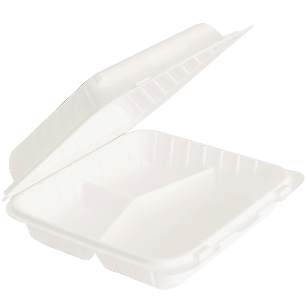 Aybak-93 Hinged PP 3-Comp Take-Out (9 x 9 x 3in), 150 Count
