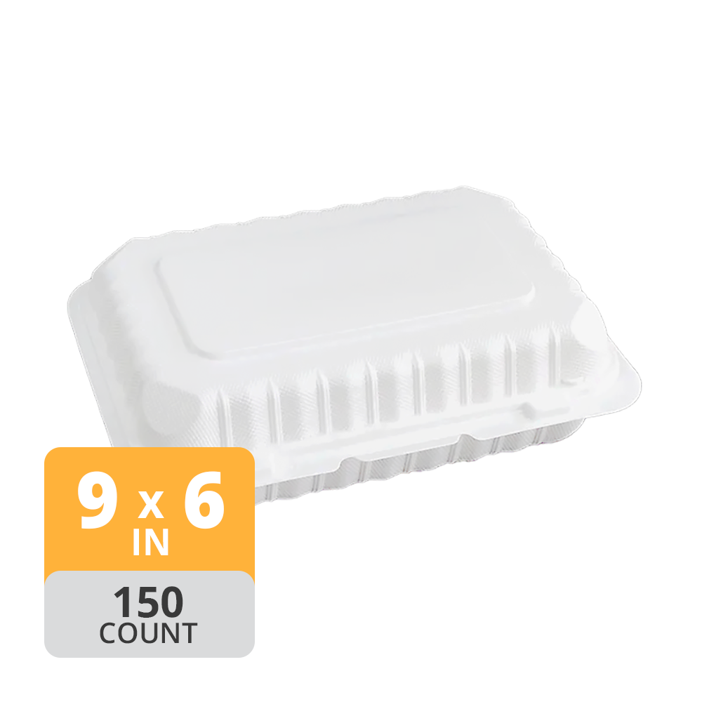 Aybak-96 Hinged PP Take-Out (9 x 6 x 2.5in, Shallow), 150 Count