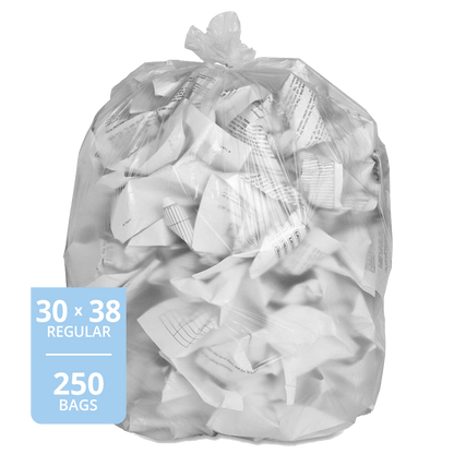 Garbage Bag Clear (Regular, 30in x 38in), 250 Count