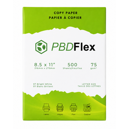 PBD Flex Economy Copy Paper – Letter (8.5" × 11") – 20lb – 10 Reams (5,000 Sheets)