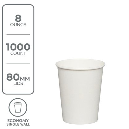 Economy Paper Cup (8oz, White), 1000 Count