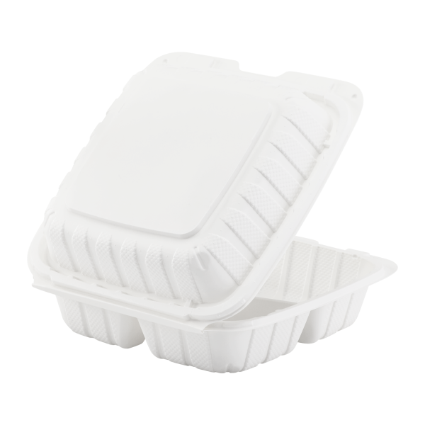 Aybak-83 Hinged PP 3-Comp Take-Out (8 x 8 x 3in), 150 Count