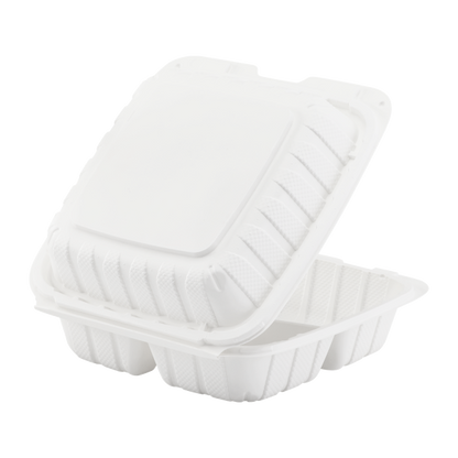 Aybak-83 Hinged PP 3-Comp Take-Out (8 x 8 x 3in), 150 Count