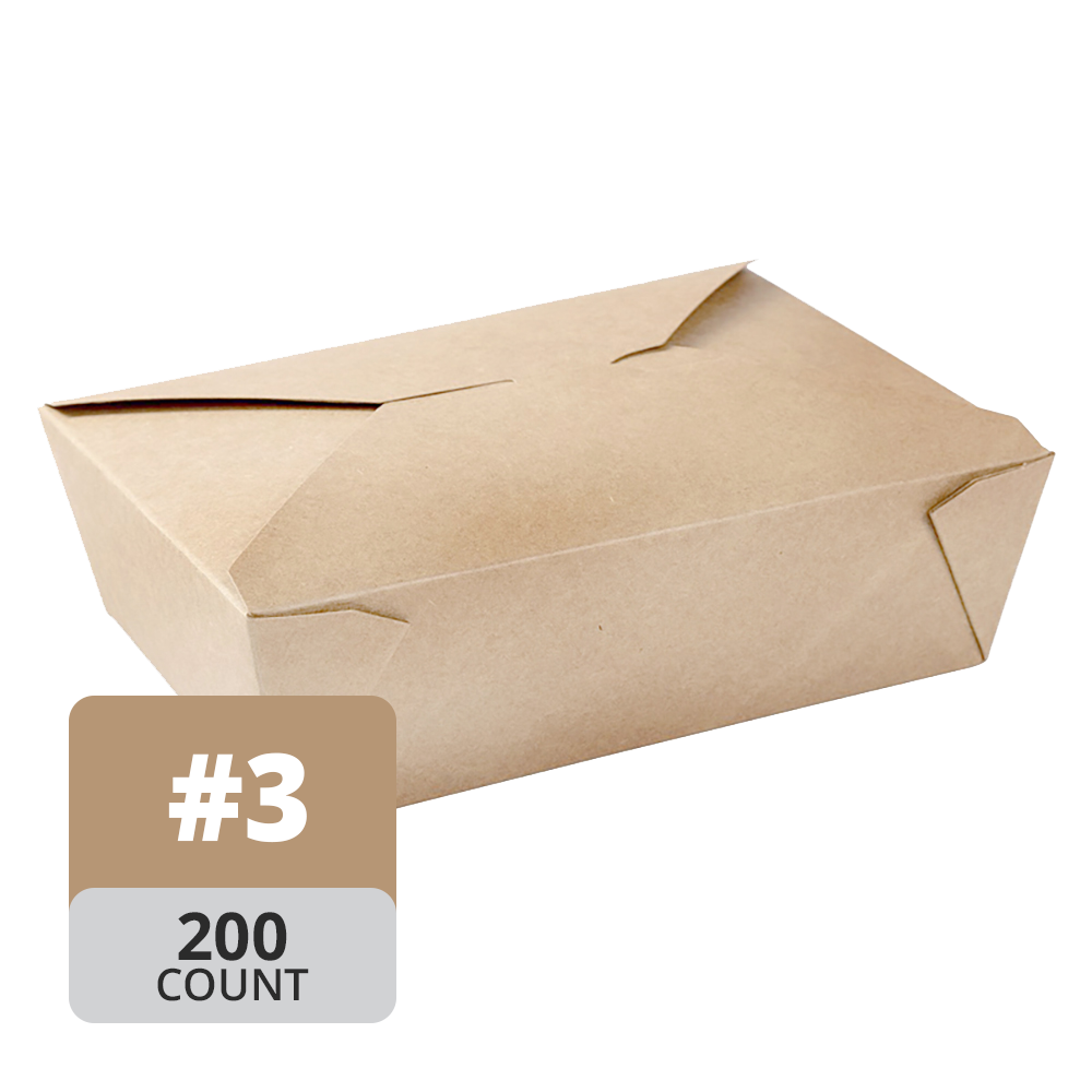 Paper Take-Out Container (Natural #3, 1950mL/66oz), 200 Count