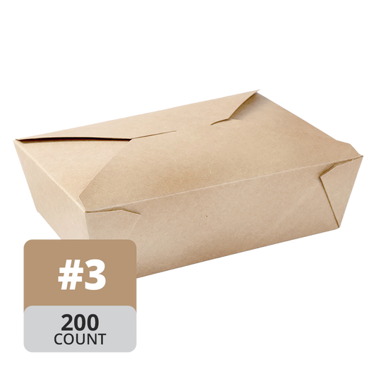 Paper Take-Out Container (Natural #3, 1950mL/66oz), 200 Count