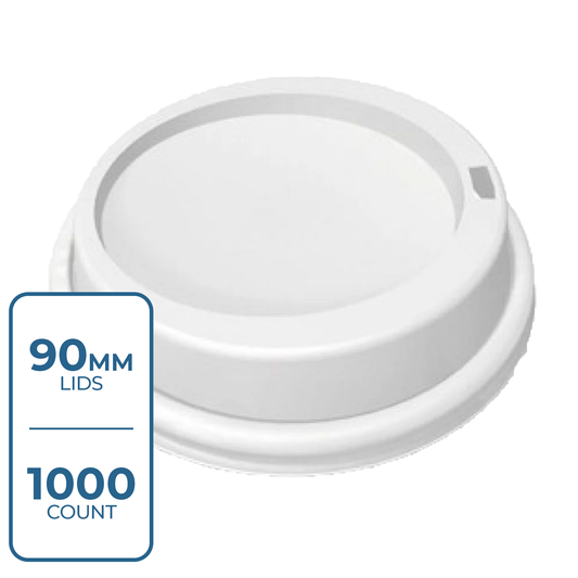 Lids - Premium Paper Cup Dome Sip PP (90mm, White), 1000 Count