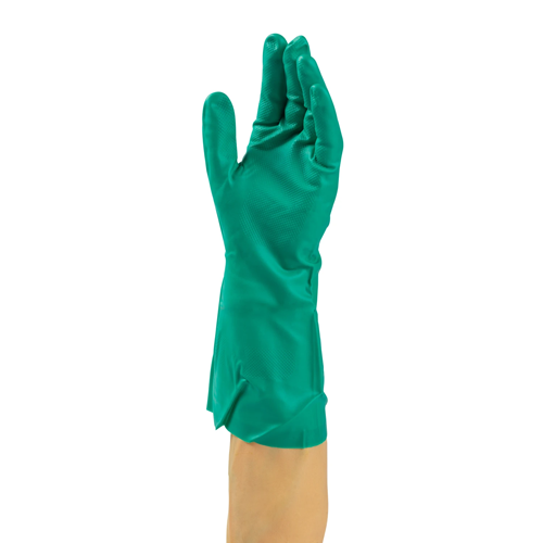 Flocklined Nitrile Gloves (Medium, Green), Pair
