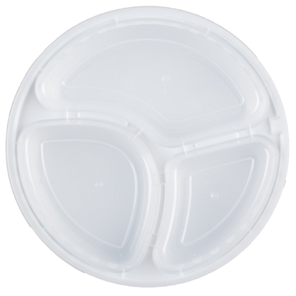 Round 9in PP 3-Comp Container & Lid (33oz, Premium), 150 Count