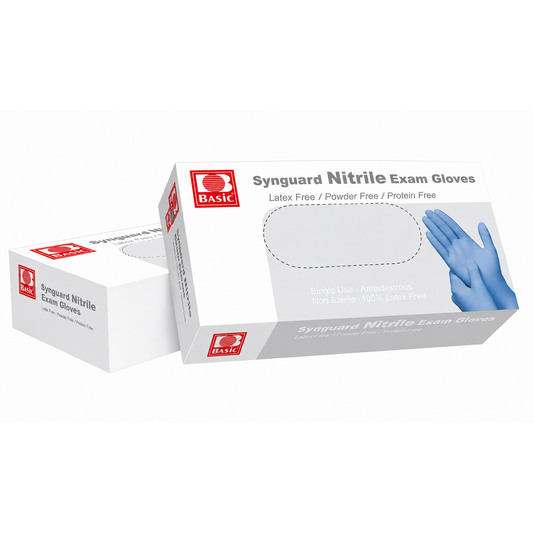 Synguard Nitrile Medical Exam Gloves (Blue, 5mil, Powder-Free), 100 Count